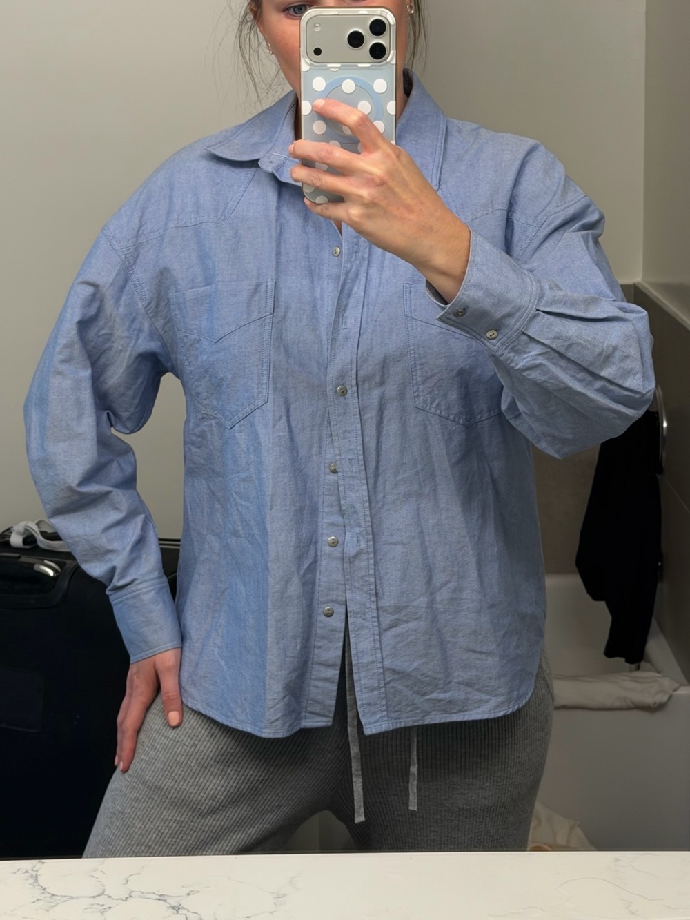 Zara Light Blue Casual Button-Down Shirt
